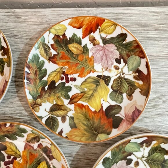 New Fall Leaf Plates Set of 5 Pamela Gladding Santa Barbara Ceramic Design - Picture 5 of 8